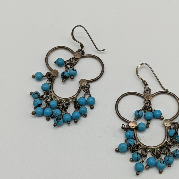 .925 and Turquoise Fringe Earrings - Picture 3 of 4